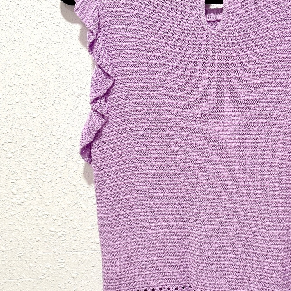 Lavender Ruffle Knit Top M - Picture 9 of 10